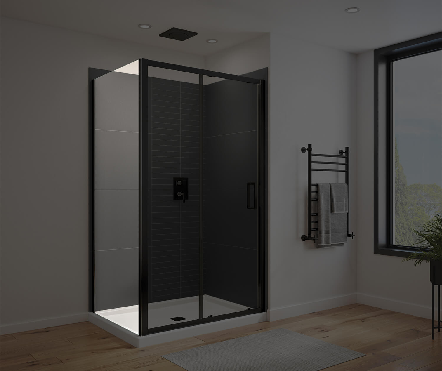 Connect Pro Return Panel for 32 in. Base with Clear glass in Matte Black - Plumbing Market