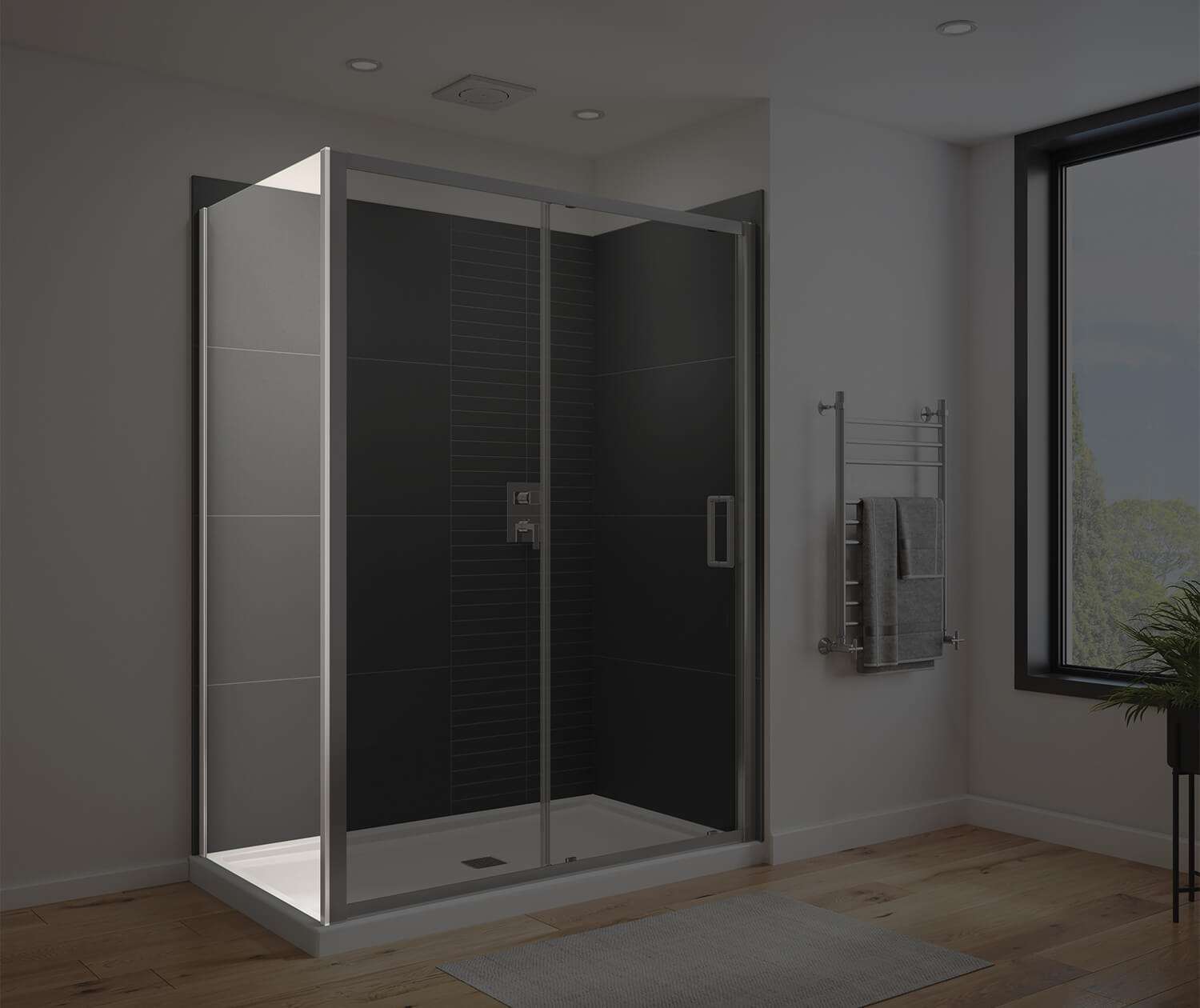 Connect Pro Return Panel for 36 in. Base with Clear glass in Chrome - Plumbing Market