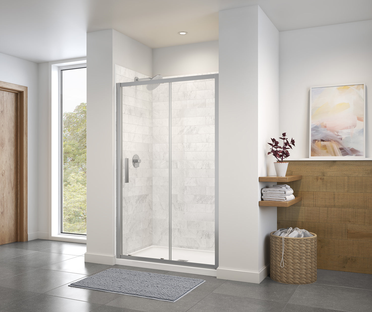 Connect 45-46 1/2 x 72 in. 6mm Sliding Shower Door for Alcove Installation with Clear glass in Chrome - Plumbing Market