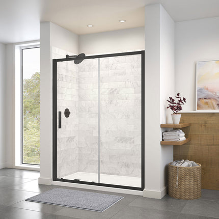Connect 55 ½-57 x 72 in. 6mm Sliding Shower Door for Alcove Installation with Clear glass in Matte Black - Plumbing Market