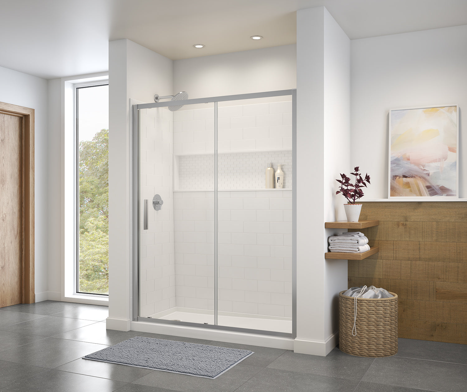 Connect 57-58 ½ x 72 in. 6mm Sliding Shower Door for Alcove Installation with Clear glass in Chrome - Plumbing Market