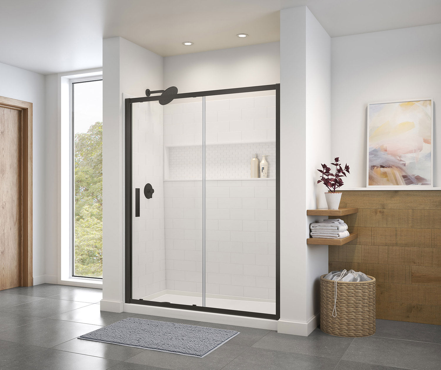 Connect 57-58 ½ x 72 in. 6mm Sliding Shower Door for Alcove Installation with Clear glass in Matte Black - Plumbing Market