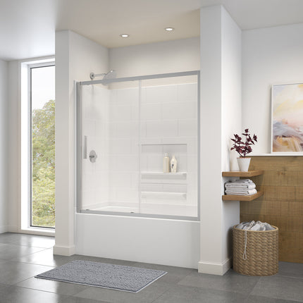 Connect 55 ½-57 x 57 in. 6mm Sliding Tub Door for Alcove Installation with Clear glass in Chrome - Plumbing Market