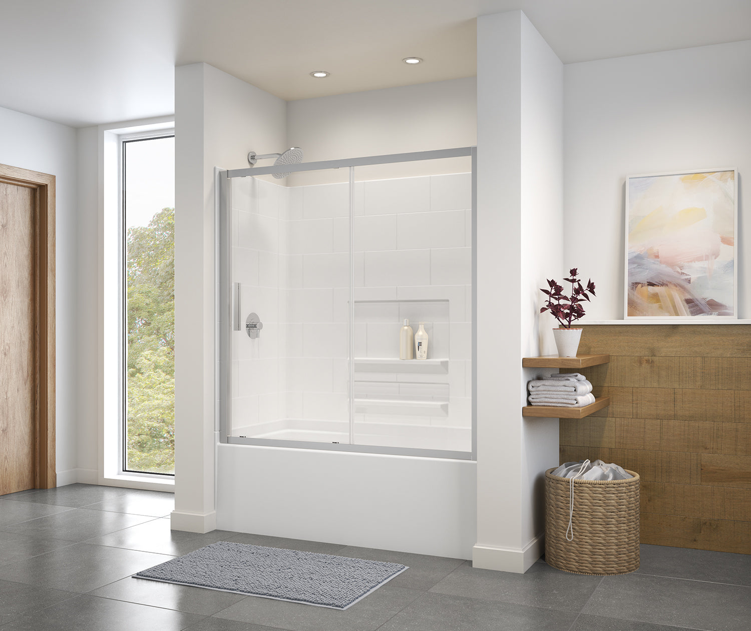 Connect 57-58 ½ x 57 in. 6mm Sliding Tub Door for Alcove Installation with Clear glass in Chrome - Plumbing Market