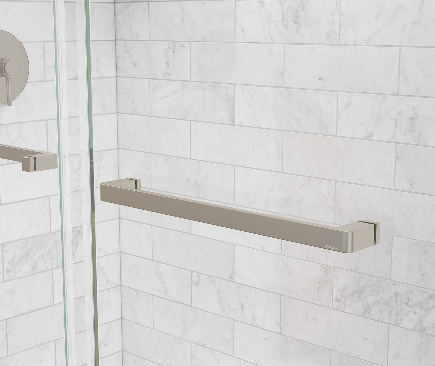 Uptown 56-59 x 58 in. 8 mm Bypass Tub Door for Alcove Installation with Clear glass in Brushed Nickel - Plumbing Market