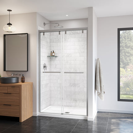 Uptown 44-47 x 76 in. 8 mm Bypass Shower Door for Alcove Installation with Clear glass in Chrome - Plumbing Market
