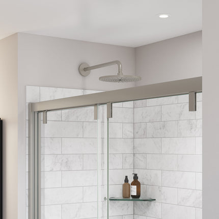 Uptown 44-47 x 76 in. 8 mm Bypass Shower Door for Alcove Installation with Clear glass in Brushed Nickel - Plumbing Market