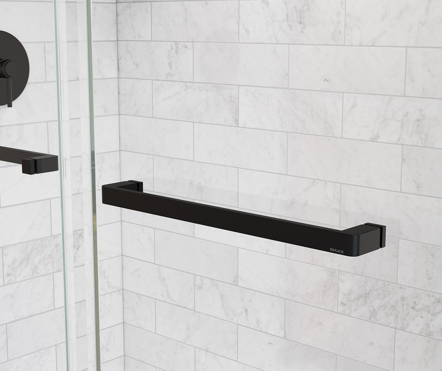 Uptown 44-47 x 76 in. 8 mm Bypass Shower Door for Alcove Installation with Clear glass in Matte Black - Plumbing Market
