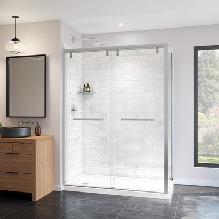 Uptown 56-59 x 76 in. 8 mm Bypass Shower Door for Alcove Installation with Clear glass in Chrome - Plumbing Market