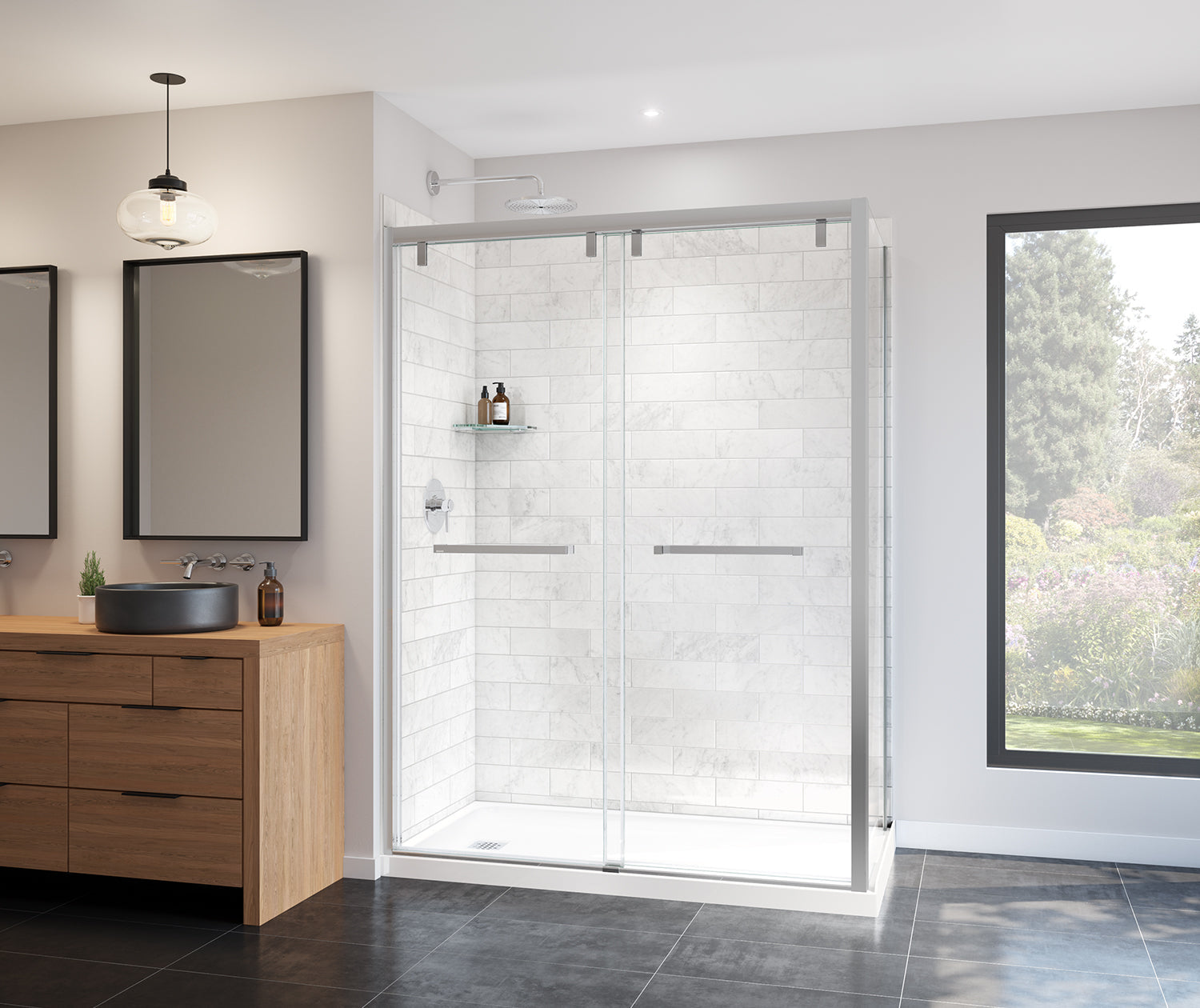 Uptown 56-59 x 76 in. 8 mm Bypass Shower Door for Alcove Installation with Clear glass in Chrome - Plumbing Market