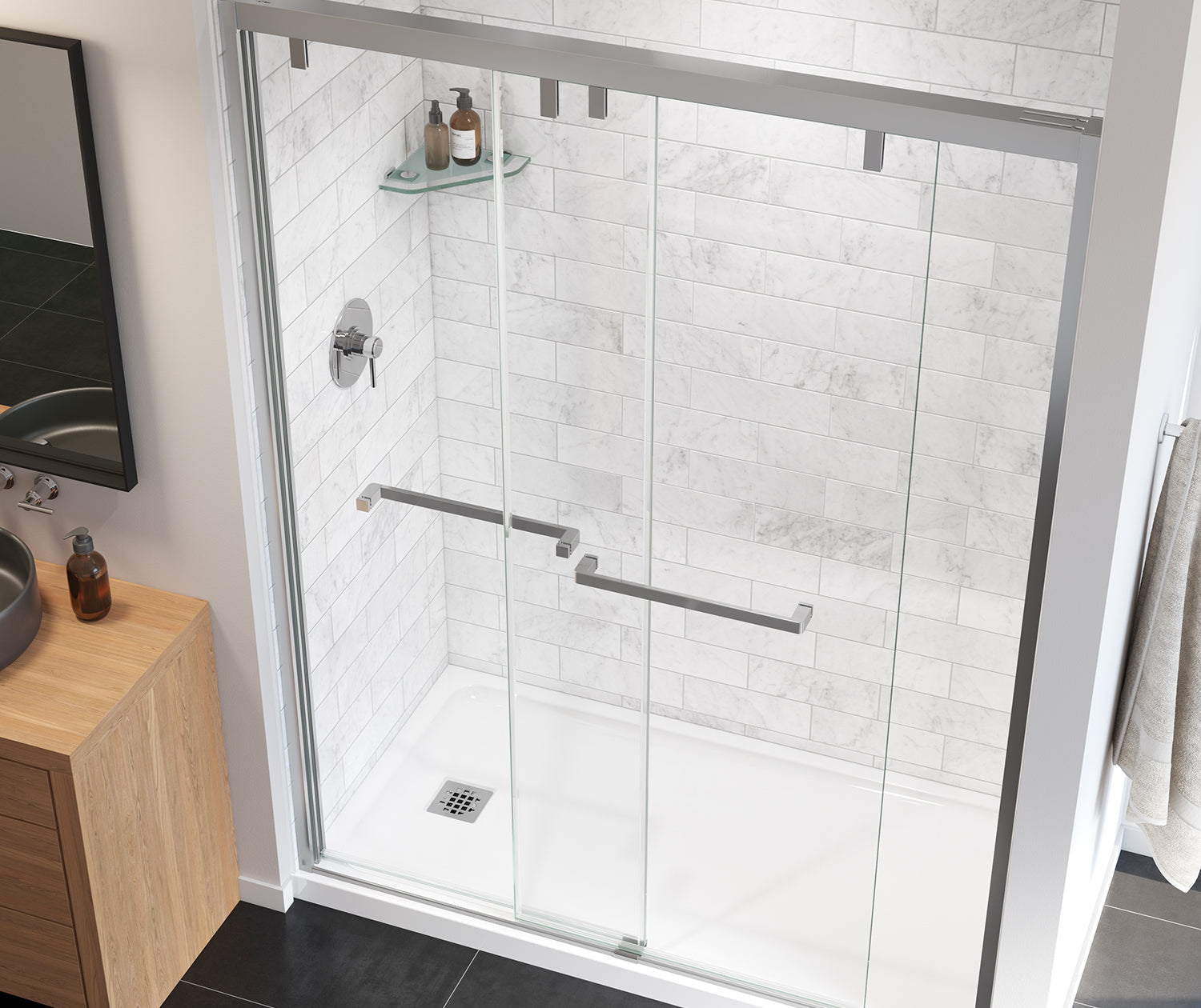 Uptown 56-59 x 76 in. 8 mm Bypass Shower Door for Alcove Installation with Clear glass in Chrome - Plumbing Market