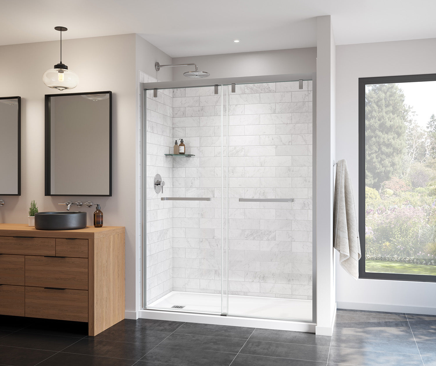 Uptown 56-59 x 76 in. 8 mm Bypass Shower Door for Alcove Installation with Clear glass in Chrome - Plumbing Market