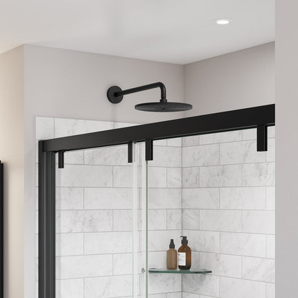 Uptown 56-59 x 76 in. 8 mm Bypass Shower Door for Alcove Installation with Clear glass in Matte Black - Plumbing Market