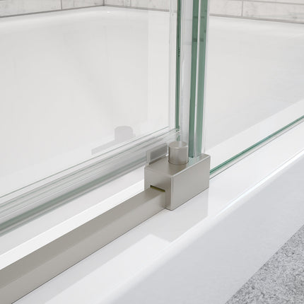 Uptown 44-47 x 76 in. 8 mm Sliding Shower Door for Alcove Installation with Clear glass in Brushed Nickel - Plumbing Market