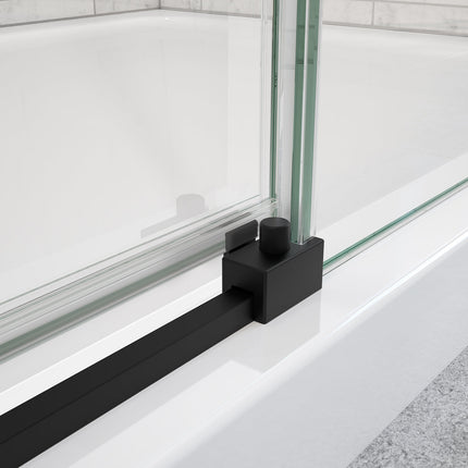 Uptown 44-47 x 76 in. 8 mm Sliding Shower Door for Alcove Installation with Clear glass in Matte Black - Plumbing Market