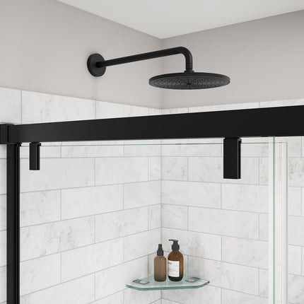 Uptown 44-47 x 76 in. 8 mm Sliding Shower Door for Alcove Installation with Clear glass in Matte Black - Plumbing Market