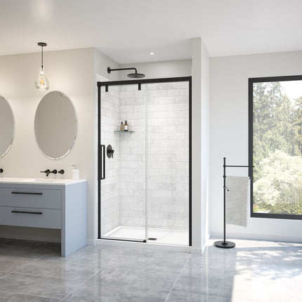 Uptown 44-47 x 76 in. 8 mm Sliding Shower Door for Alcove Installation with Clear glass in Matte Black - Plumbing Market