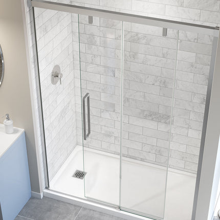 Uptown 56-59 x 76 in. 8 mm Sliding Shower Door for Alcove Installation with Clear glass in Chrome - Plumbing Market