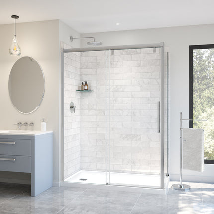 Uptown 56-59 x 76 in. 8 mm Sliding Shower Door for Alcove Installation with Clear glass in Chrome - Plumbing Market