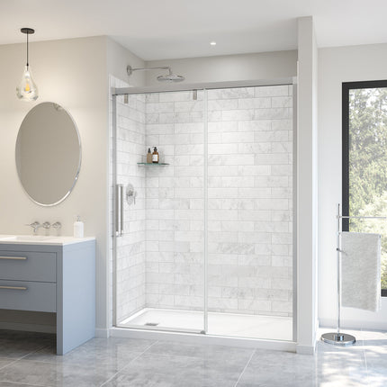 Uptown 56-59 x 76 in. 8 mm Sliding Shower Door for Alcove Installation with Clear glass in Chrome - Plumbing Market