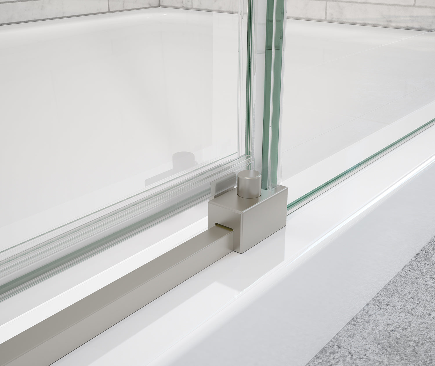 Uptown 56-59 x 76 in. 8 mm Sliding Shower Door for Alcove Installation with Clear glass in Brushed Nickel - Plumbing Market