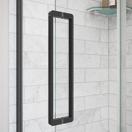 Uptown 45-47 x 76 in. 8 mm Pivot Shower Door for Alcove Installation with Clear glass in Matte Black - Plumbing Market