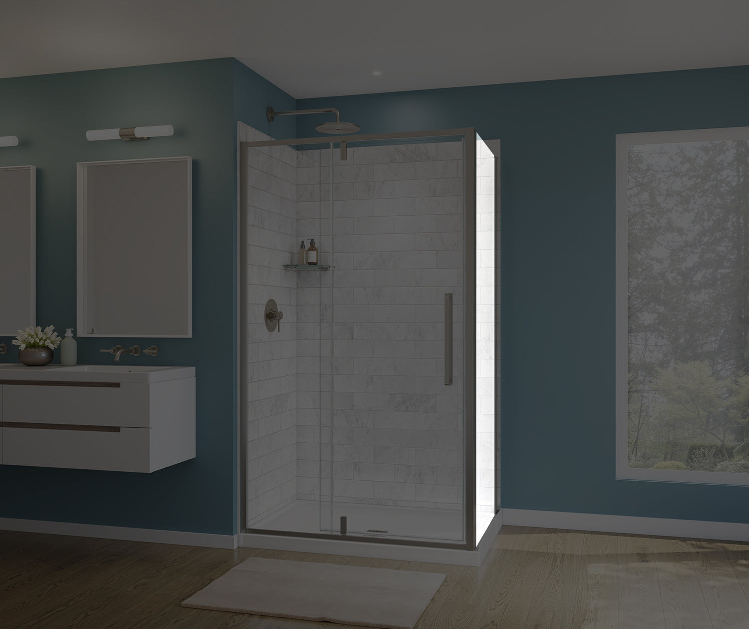 Maax Uptown Return Panel for 32 in. Base with Clear glass in Brushed Nickel 135327-900-305-000 - Plumbing Market