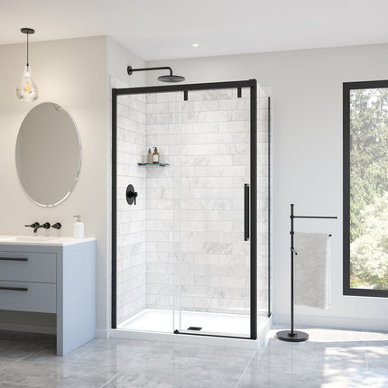 Maax Uptown Return Panel for 32 in. Base with Clear glass in Matte Black 135327-900-340-000 - Plumbing Market