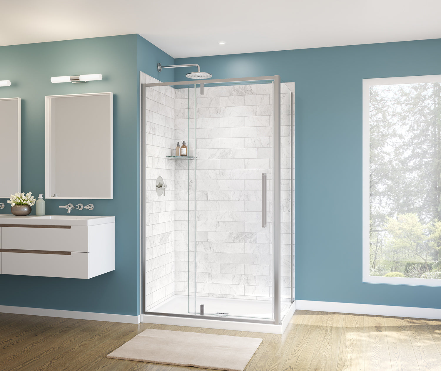 Maax Uptown Return Panel for 36 in. Base with Clear glass in Chrome 135328-900-084-000 - Plumbing Market