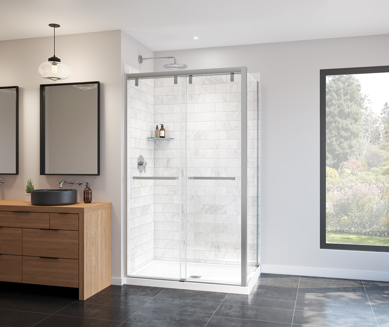 Maax Uptown Return Panel for 36 in. Base with Clear glass in Chrome 135328-900-084-000 - Plumbing Market