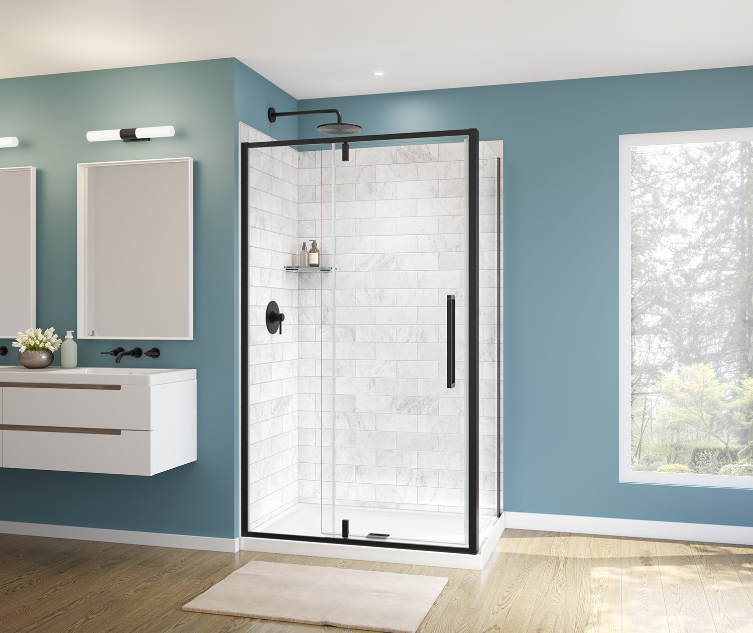 Maax Uptown Return Panel for 36 in. Base with Clear glass in Matte Black 135328-900-340-000 - Plumbing Market
