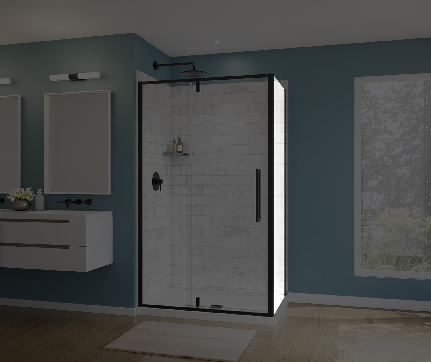 Maax Uptown Return Panel for 36 in. Base with Clear glass in Matte Black 135328-900-340-000 - Plumbing Market