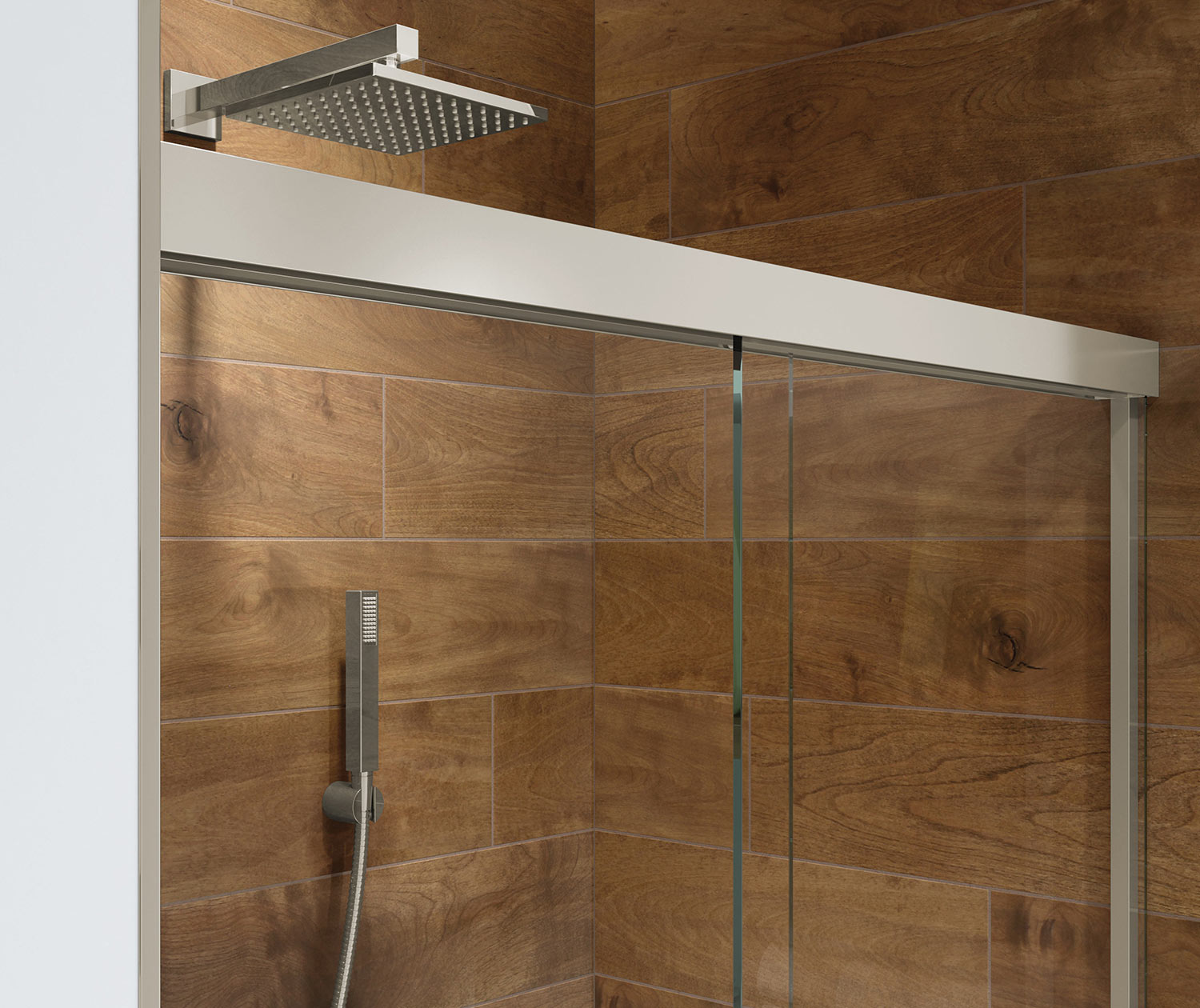Incognito 76 56-59 x 76 in. 8mm Bypass Shower Door for Alcove Installation with Clear glass in Brushed Nickel - Plumbing Market