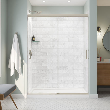 Incognito 76 56-59 x 76 in. 8mm Bypass Shower Door for Alcove Installation with Clear glass in Brushed Nickel - Plumbing Market