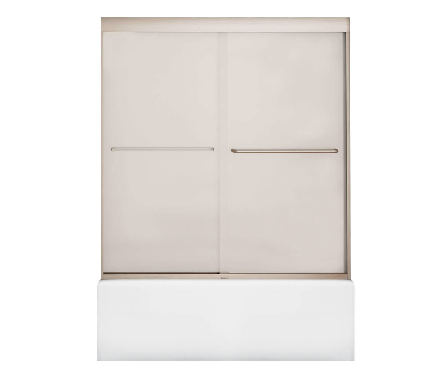 Aura 55-59 x 57 in. 6 mm Sliding Tub Door for Alcove Installation with Frosted glass in Brushed Nickel - Plumbing Market