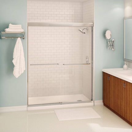 Aura 51-55 x 71 in. 6 mm Bypass Shower Door for Alcove Installation with Clear glass in Chrome - Plumbing Market