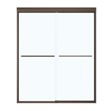 Aura 55-59 x 71 in. 6 mm Sliding Shower Door for Alcove Installation with Clear glass in Dark Bronze - Plumbing Market