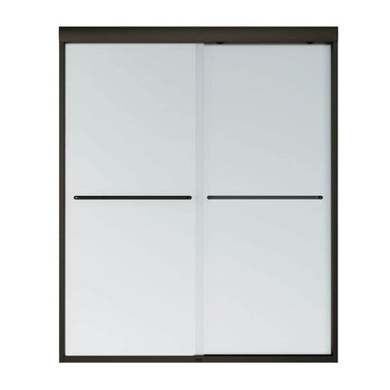 Aura 55-59 x 71 in. 6 mm Sliding Shower Door for Alcove Installation with Frosted glass in Dark Bronze - Plumbing Market