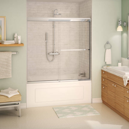 Aura SC 55-59 in. x 57 in. 8 mm Bypass Tub Door for Alcove Installation with Clear glass in Chrome - Plumbing Market