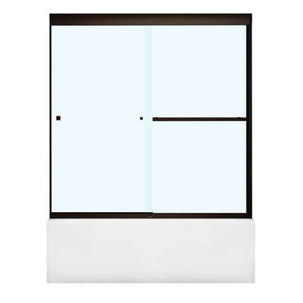 Aura 55-59 x 57 in. 8 mm Bypass Tub Door for Alcove Installation with Clear glass in Dark Bronze - Plumbing Market