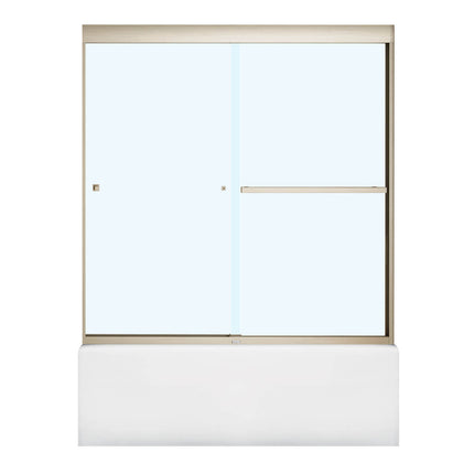 Aura 55-59 x 57 in. 8 mm Bypass Tub Door for Alcove Installation with Clear glass in Brushed Nickel - Plumbing Market