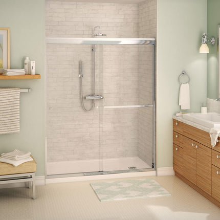 Aura SC 55-59 in. x 71 in. 8 mm Bypass Shower Door for Alcove Installation with Clear glass in Chrome - Plumbing Market