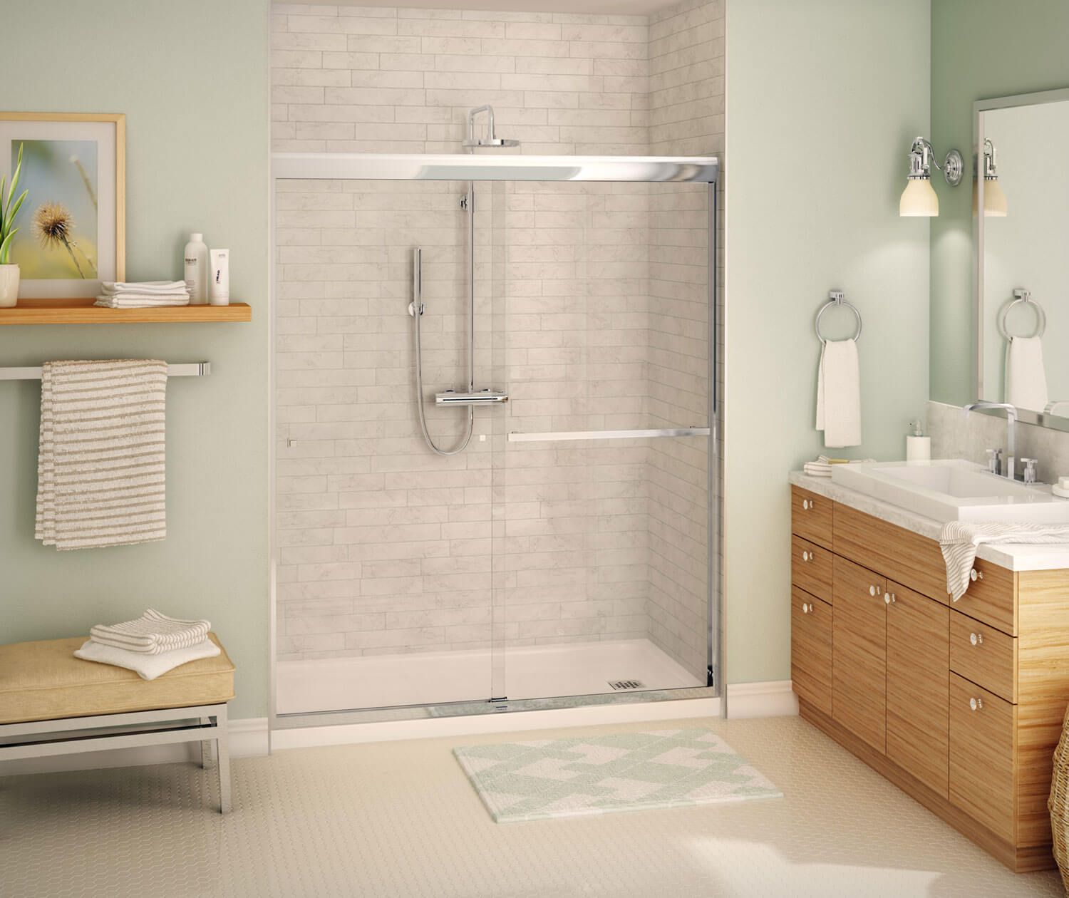 Aura SC 55-59 in. x 71 in. 8 mm Bypass Shower Door for Alcove Installation with Clear glass in Chrome - Plumbing Market