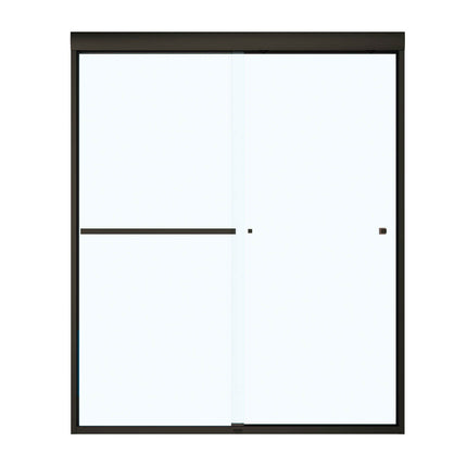 Aura SC 55-59 in. x 71 in. 8 mm Bypass Shower Door for Alcove Installation with Clear glass in Dark Bronze - Plumbing Market