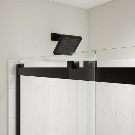 Revelation Square 56-59 x 70 ½-73 in. 6 mm Bypass Shower Door for Alcove Installation with Clear glass in Matte Black - Plumbing Market