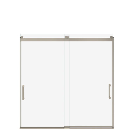 Revelation Square 56-59 x 56 ¾-59 ¼ in. 6 mm Bypass Tub Door for Alcove Installation with Clear glass in Brushed Nickel - Plumbing Market