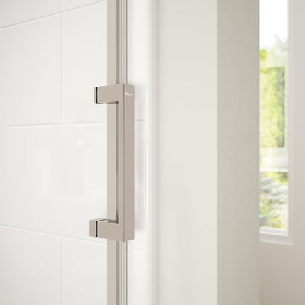Revelation Square 56-59 x 56 ¾-59 ¼ in. 6 mm Bypass Tub Door for Alcove Installation with Clear glass in Brushed Nickel - Plumbing Market