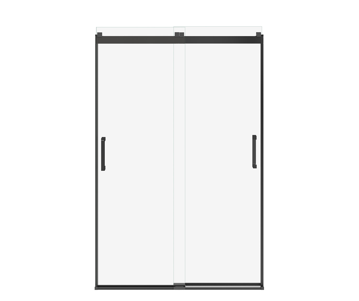 Revelation Square 44-47 x 70 ½-73 in. 8mm Bypass Shower Door for Alcove Installation with Clear glass in Matte Black - Plumbing Market