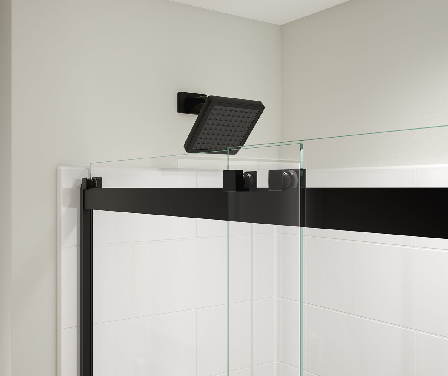 Revelation Square 56-59 x 70 ½-73 in. 8mm Bypass Shower Door for Alcove Installation with Clear glass in Matte Black - Plumbing Market