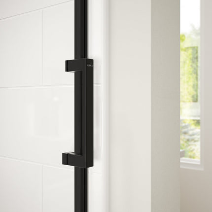 Revelation Square 56-59 x 56 ¾-59 ¼ in. 8mm Bypass Tub Door for Alcove Installation with Clear glass in Matte Black - Plumbing Market